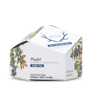 Wyld Delta 9 THC Playful Hybrid Gummies - Huckleberry - 10 Count (100 mg Delta 9 THC Total) - Box Front