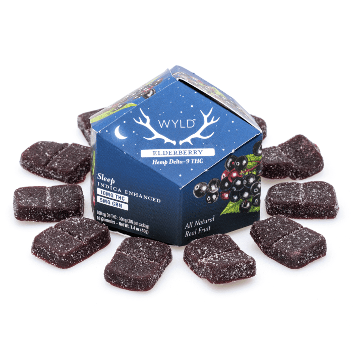 Wyld Delta 9 CBN Sleep Gummies - Elderberry - 10 Count (100 mg Delta 9 THC + 50 mg CBN Total) - Combo