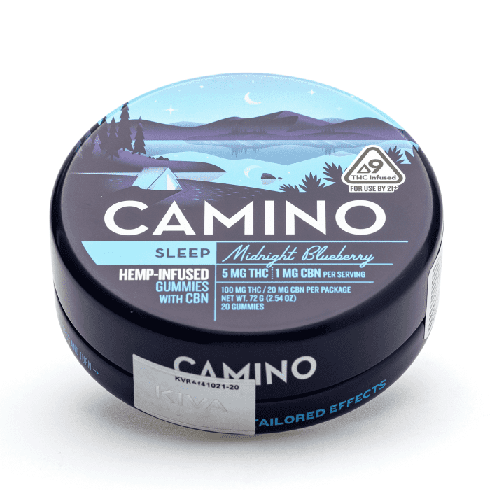 Camino Delta 9 THC and CBN Sleep Gummies - Midnight Blueberry - Tin Front