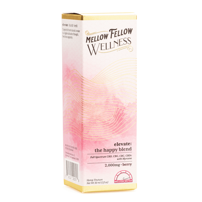 Mellow Fellow Wellness Tincture - Happy Blend - Berry (2000 mg Total Cannabinoids) - Box Front
