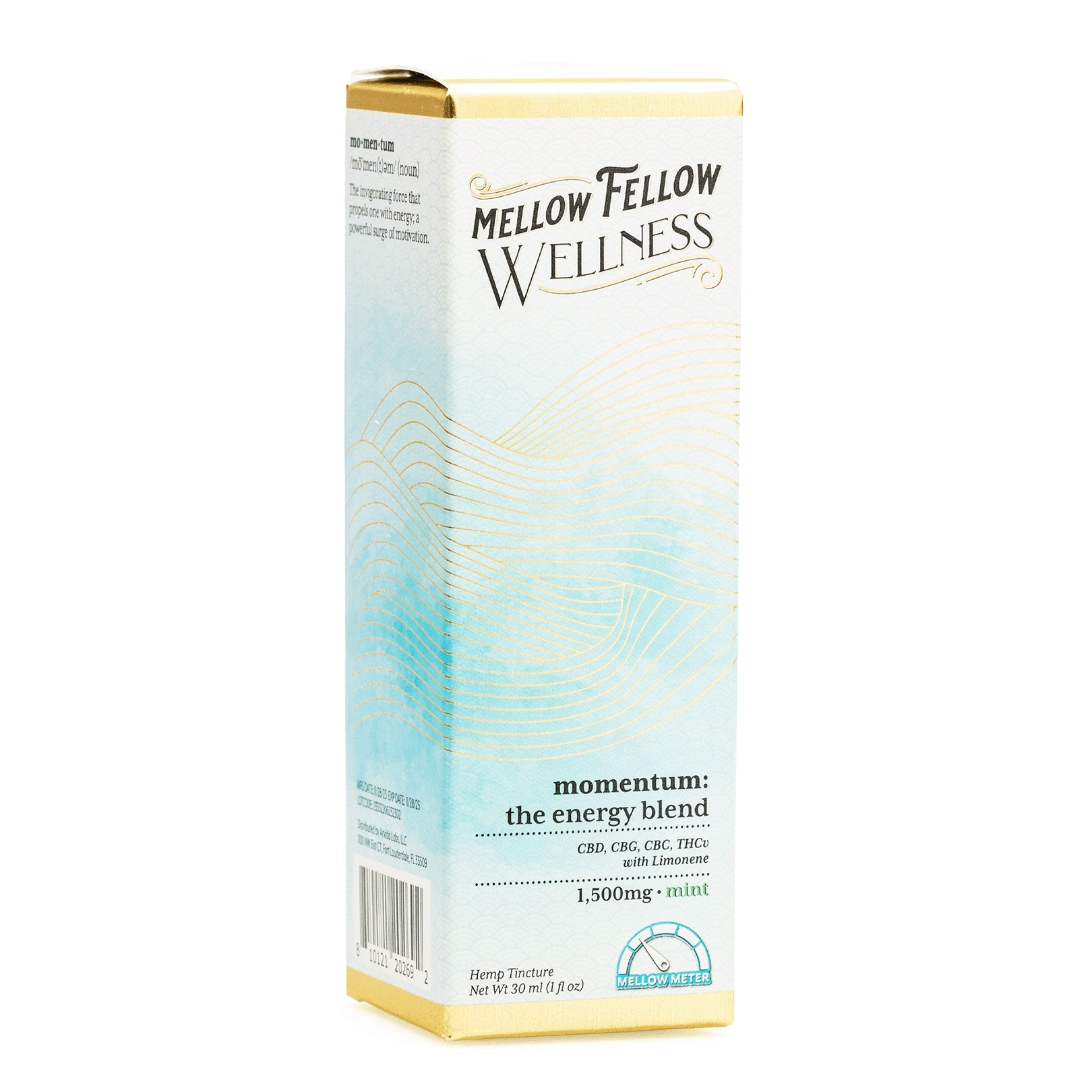 Mellow Fellow Wellness Tincture - Energy Blend - Mint (1500 mg Total Cannabinoids) - Box Front