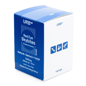 Urb Red Eye Skybites - Passion Fruit Mango (7500 mg Total Cannabinoids) - Box Front