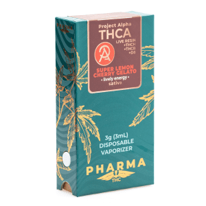 PharmaTHC Project Alpha THCA Live Resin Disposable - Super Lemon Cherry Gelato (3 gram) - Box Front