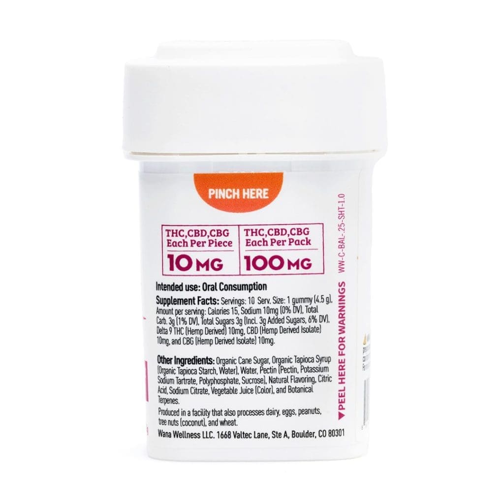 Wana Balance Gummies - Passionfruit Pineapple (300 mg Total Cannabinoids) - Jar Back