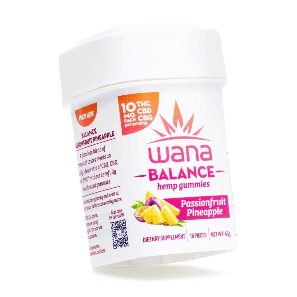 Wana Balance Gummies - Passionfruit Pineapple (300 mg Total Cannabinoids) - Jar Front