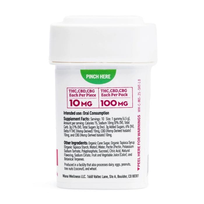 Wana Inspire Gummies - Raspberry Limeade (300 mg Total Cannabinoids) - Jar Back