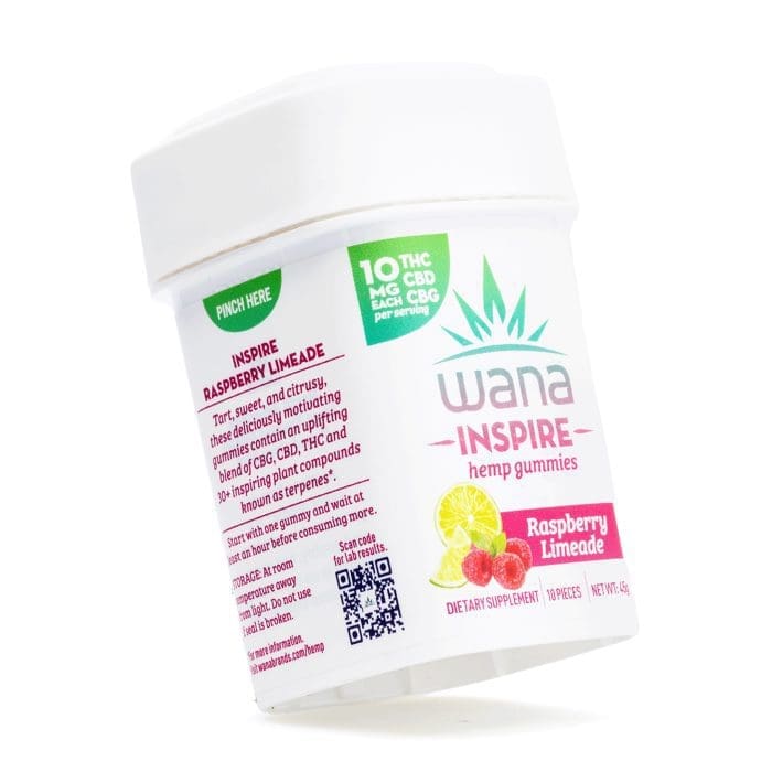 Wana Inspire Gummies - Raspberry Limeade (300 mg Total Cannabinoids) - Jar Front
