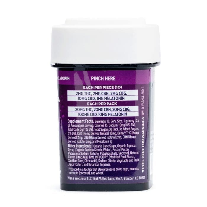 Wana Optimals Fast Asleep Gummies (160 Total Cannabinoids) - Jar Back