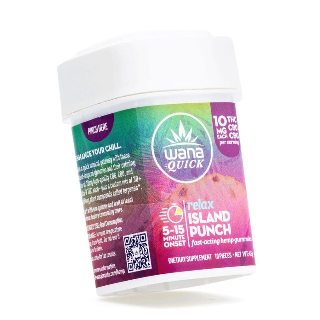 Wana Quick Relax Gummies - Island Punch (300 mg Total Cannabinoids) - Jar Front