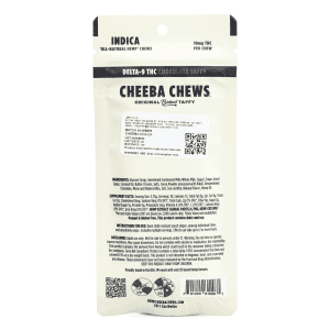 Cheeba Chews Delta 9 Chocolate Taffy - Indica (100 mg Delta 9 THC Total) - Bag Back