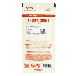 Cheeba Chews Delta 9 Chocolate Taffy - Sativa (100 mg Delta 9 THC Total) - Bag Back