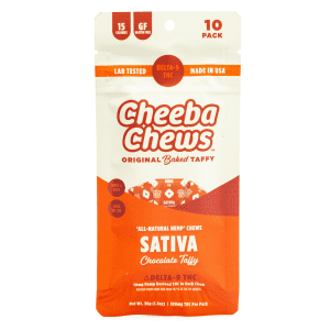 Cheeba Chews Delta 9 Chocolate Taffy - Sativa (100 mg Delta 9 THC Total) - Bag Front