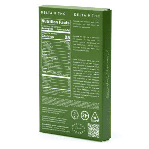 DeVINE Naturals Delta 8 and Delta 9 THC Cannabis Confections Chocolate Bar - Alien OG - box back