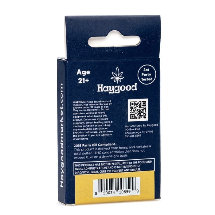 Haygood Artisan THCa Live Resin Cartridge - Hawaiian Haze Sativa (1 gram) - box back
