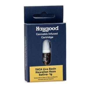 Haygood Artisan THCa Live Resin Cartridge - Hawaiian Haze Sativa (1 gram) - box front