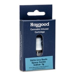 Haygood Artisan THCa Live Resin Cartridge - Space Candy Indica (1 gram) - box front