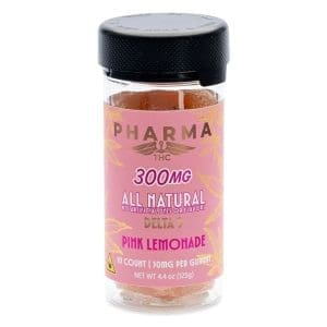 PharmaTHC Delta 9 THC All Natural Gummies - Pink Lemonade - Jar Front