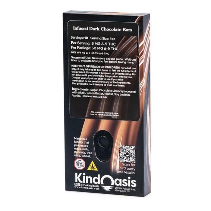 Kind Oasis Delta 9 THC Dark Chocolate Bar - Box Back.jpg
