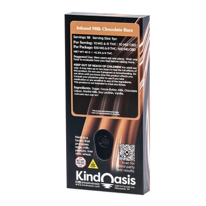 Kind Oasis Delta 9 THC and CBD Milk Chocolate Bar - Box Back.jpg
