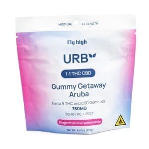 Urb Delta 9 and CBD Gummies - Dragonfruit Kiwi Watermelon - Bag Front