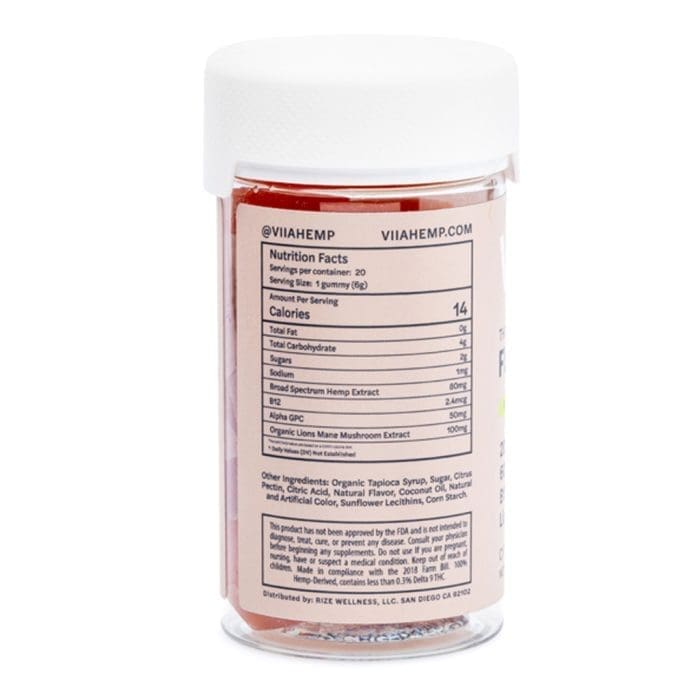 VIIA CBG and CBD Flowstate Focus Gummies - THC Free - Jar Back