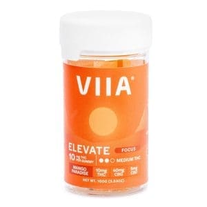 VIIA Delta 9 CBD CBG Elevate Focus Gummies - 10 mg THC - Jar Front