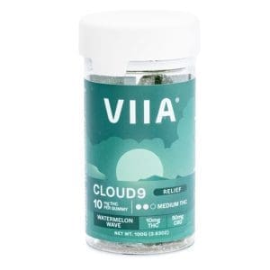 VIIA Delta 9 and CBD Cloud 9 Relief Gummies - 10 mg THC - Jar Front