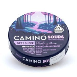 Camino Sours Delta 9 THC, CBD and CBN Deep Sleep Gummies - Blackberry Dream - Can Front