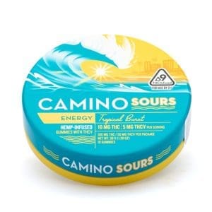 Camino Sours Delta 9 THC and THCv Energy Gummies - Tropical Burst - Can Front