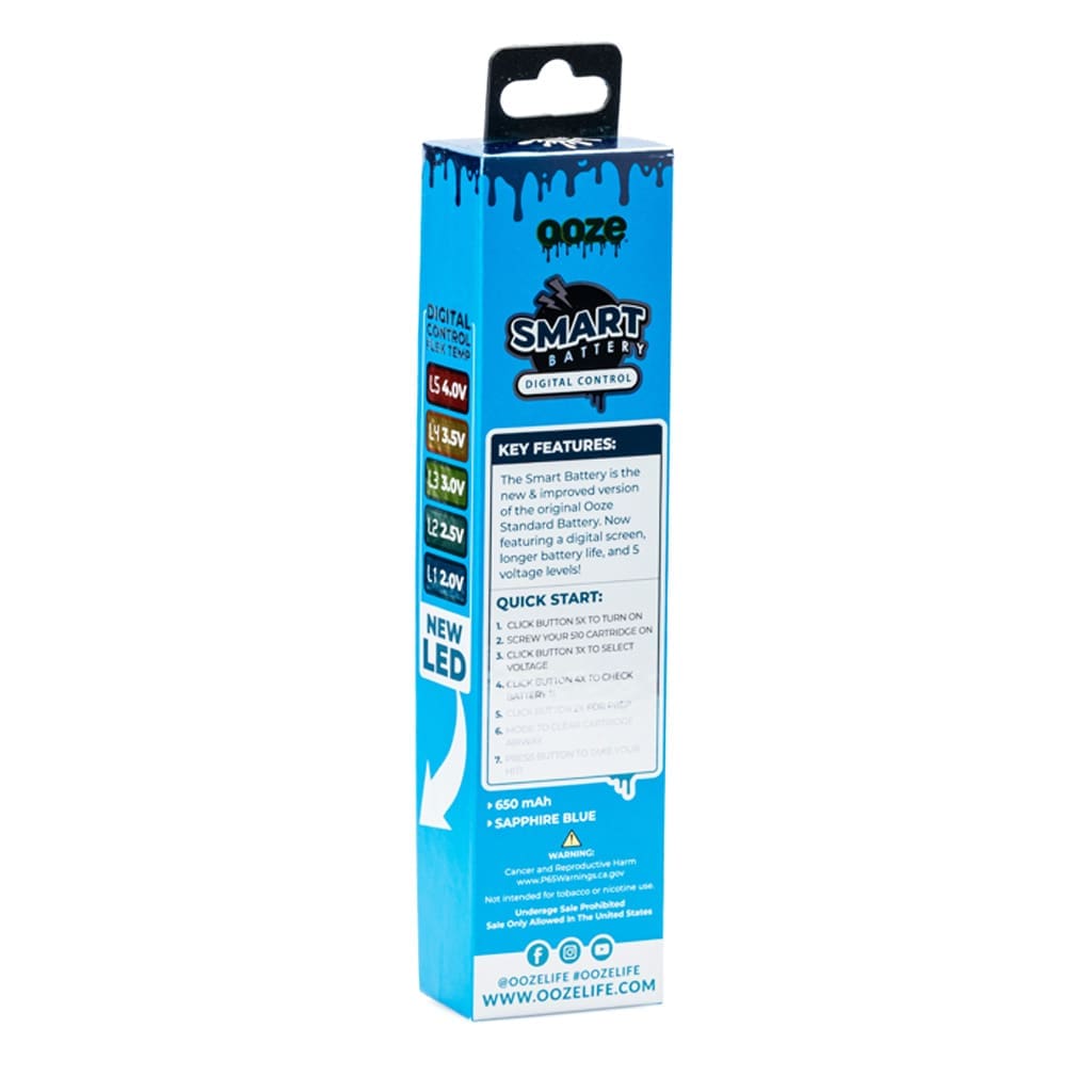 Ooze Smart Battery Vape Pen - Sapphire Blue - box back