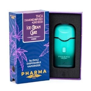 PharmaTHC THCa Diamond Infused and Live Resin 3 Gram Hybrid Disposable Vape - Ice Cream Cake - Combo