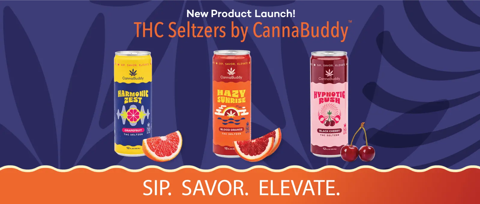 Shop THC Seltzers Three cans of CannaBuddy THC Seltzers