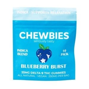 Chewbies Delta 9 THC Gummies - Blueberry Burst Indica - bag front