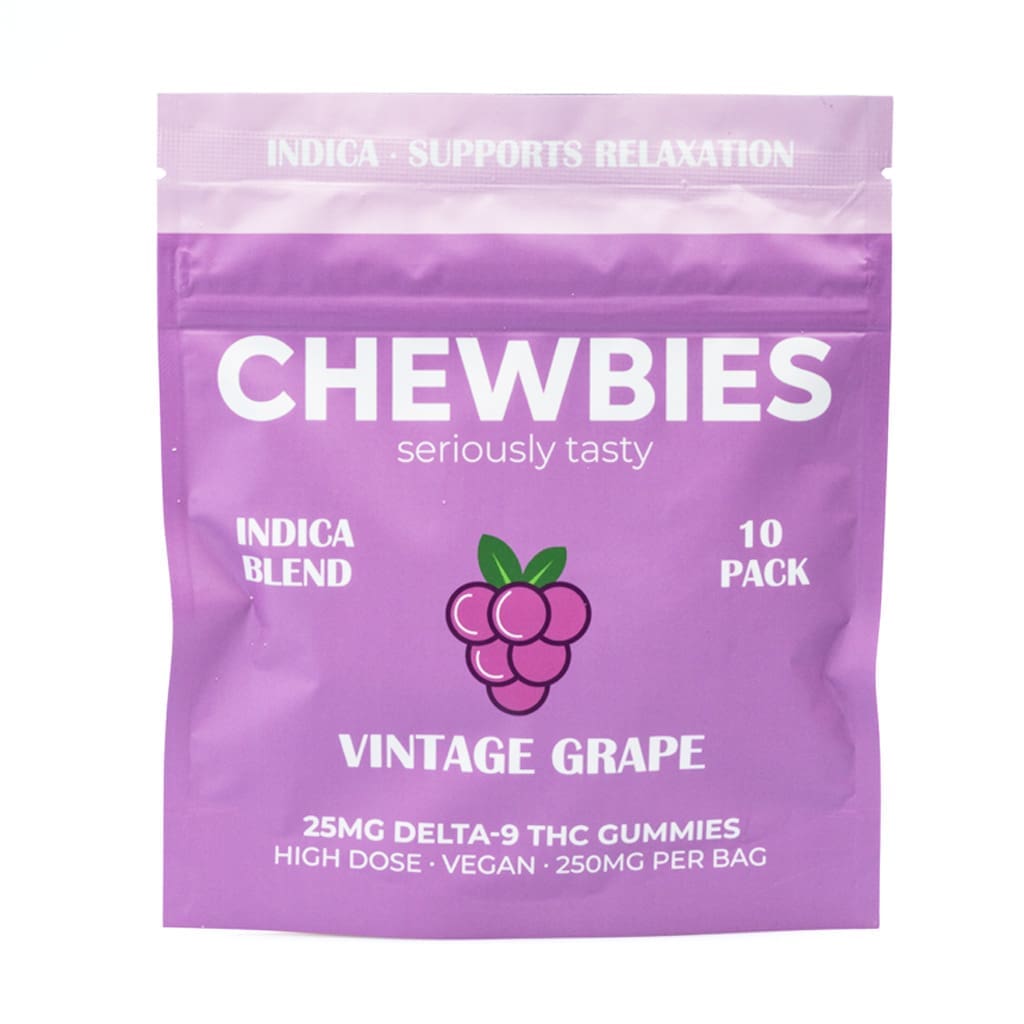 Chewbies Delta 9 THC Gummies - Vintage Grape Indica - bag front