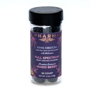 PharmaCBD Full Spectrum CBD and CBG Slumber Gummies - Mixed Berry - jar front
